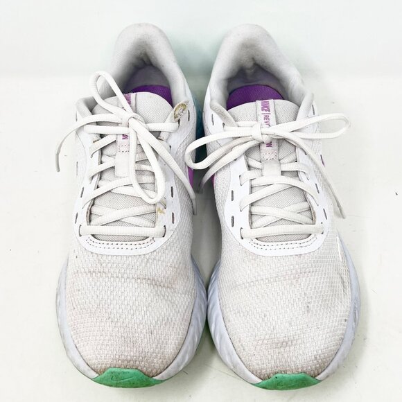 Nike Revolution 5 Womens Running Shoe White Pink Green BQ3207-111 Size 8 - Picture 4 of 16